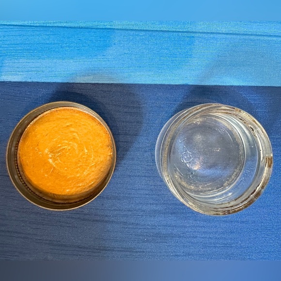 Vintage Glass Vanity Jar with Celluloid & Brass Top - Picture 2 of 6